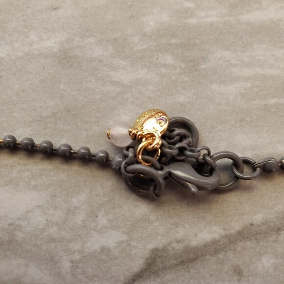 ✨ CrewCuts Bright Yellow Fabric Flower Iridescent Tassles Enamel Chain Pendant - Picture 5 of 11